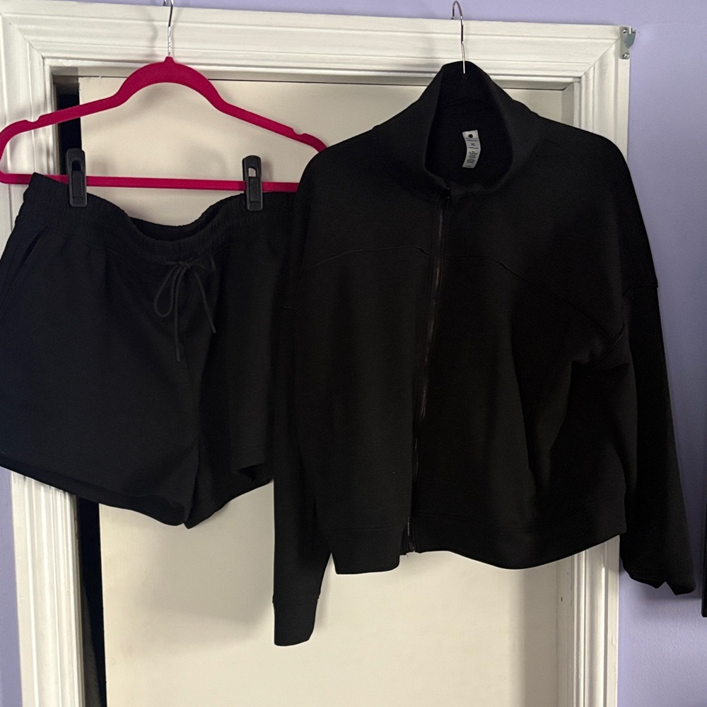 NWT! Black Zip-Up Jacket and Shorts Set